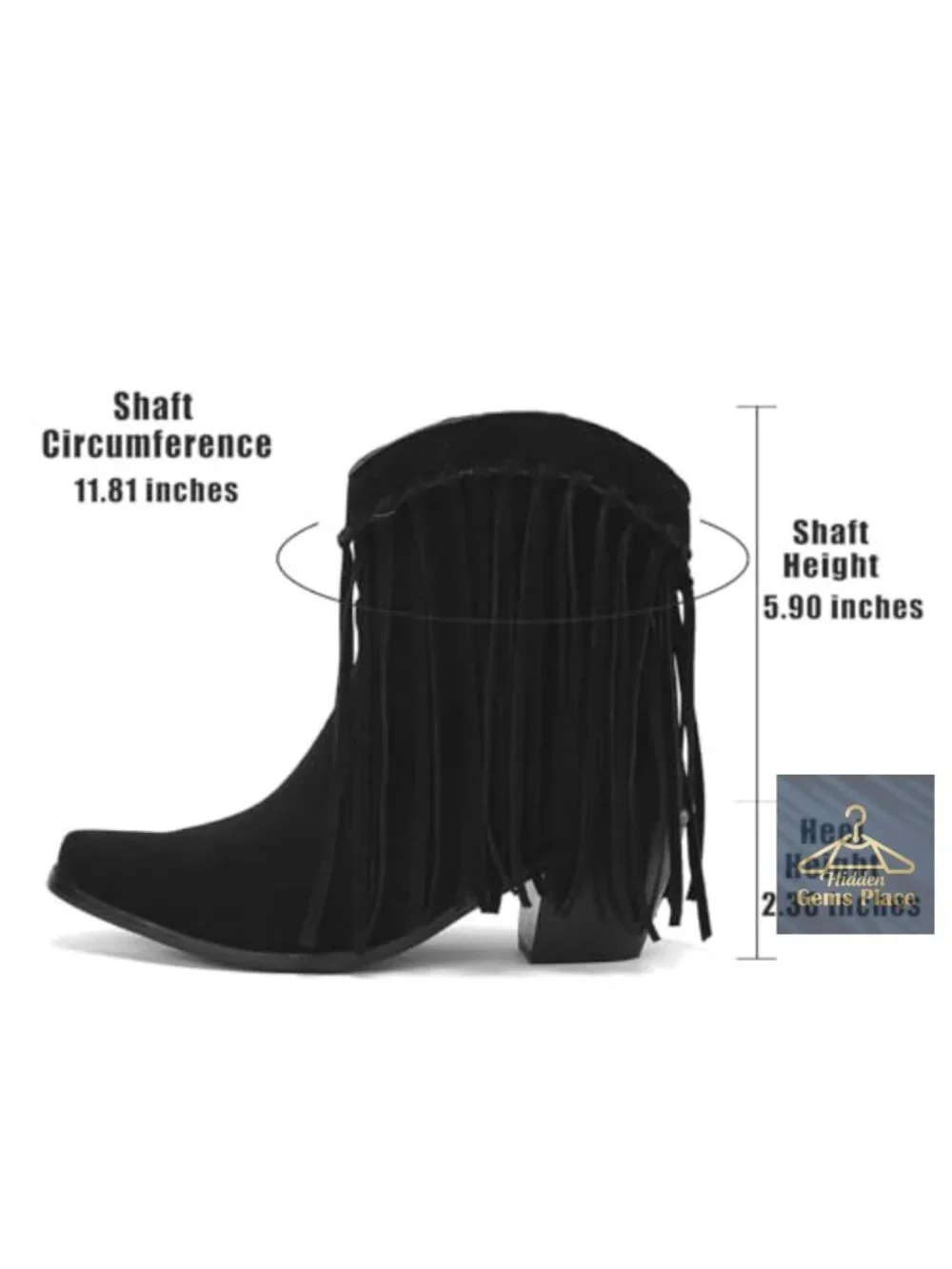 Faux Suede Fringe Cowboy Ankle Boots Women Pull On Square Toe Western Booties